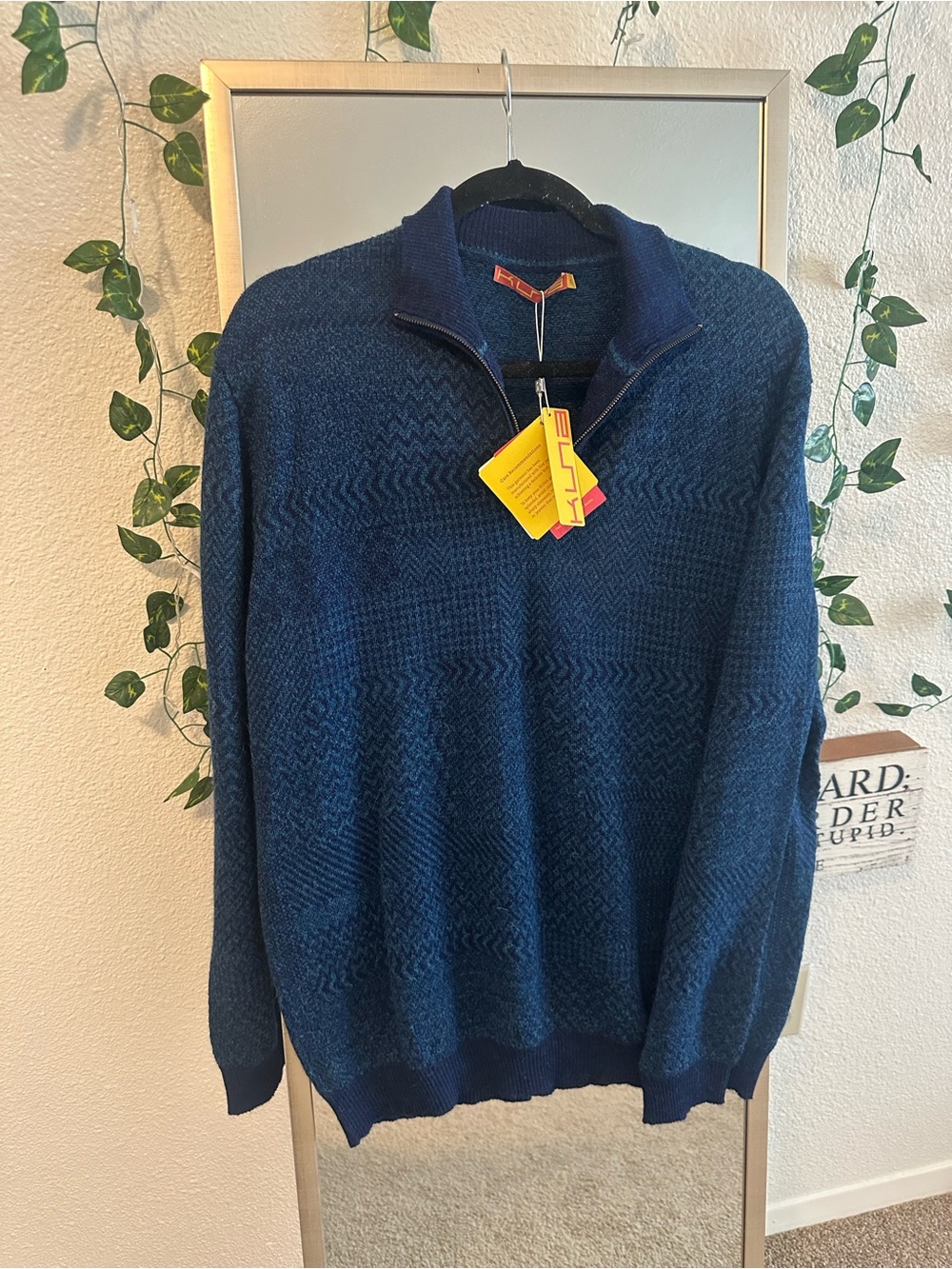 Kuna Navy Zip-Up Knit Pullover Sweater